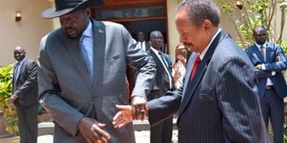 South Sudan's President Salva Kiir Mayardit and Sudan's Prime Minister Abdalla Hamdok.