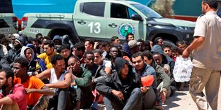 Migrants who were detained by Libyan authorities 