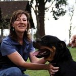 Amy Rapp with a rottweiler