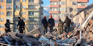 destroyed building in Kahramanmaras, southern Turkey