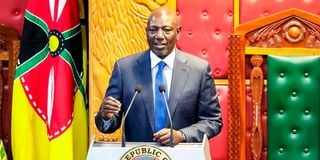President William Ruto delivers the State of the Nation address at Parliament Buildings