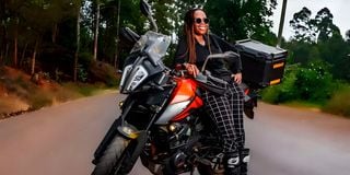 Mercy Mwikali with her KTM 390 Adventure