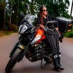 Mercy Mwikali with her KTM 390 Adventure