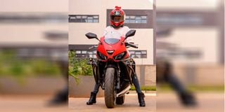  Lucy Ndirangu poses wih her Taro GP1 street bike