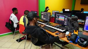 Music production students training at Music & Film Academy, the best music production school in Nairobi Kenya